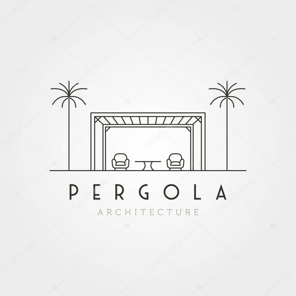 Vector of pergola line art icon logo illustration design, minimalist architecture design