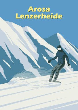 arosa lenzerheide snowboard poster vintage by lawoel illustration design