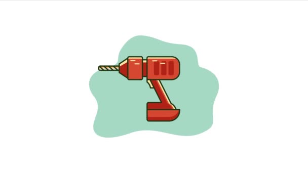 Power Drill Animation Icon Video Construction Equipment Video Animation — Stock Video