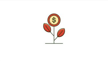 Para büyüme ikonu video animasyonu. Monet Ağacı simgesi logo video tasarımı