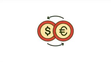 Para değiştirici dolardan Euro animasyon video tasarımına 4K
