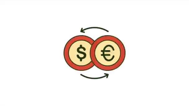 Разработка Анимационного Видео Обменником Доллара Евро — стоковое видео