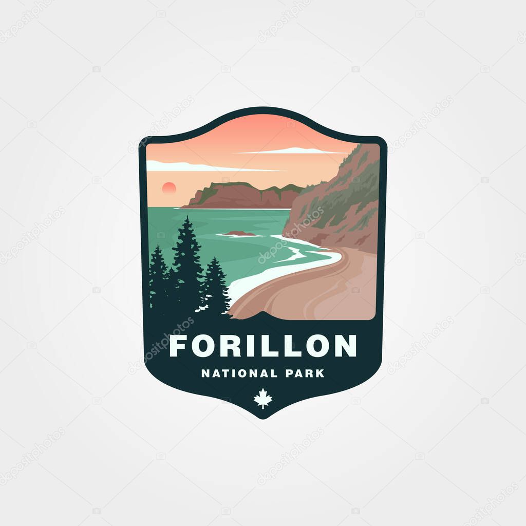 Forillon canada national park vector illustration design, sea with sunset at forillon national park view