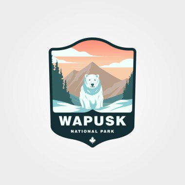 Karlı Wapusk Ulusal Parkı logo tasarımında kutup ayısı