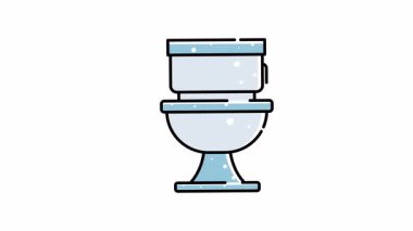 Sifon sesi efektli mavi klozetin ikon animasyonu banyo odası ile ilgili projeler veya tesisat ve sağlık tesisleri hakkında eğitim içeriği.