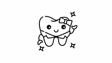 Güzel pembe kurdeleli gülümseyen diş, diş sağlığı klinikleri için mükemmel diş bakımı broşürleri, diş sağlığı eğitimi için çocuk malzemeleri..