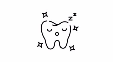 Tooth 'un göz kırpan yıldızların altında dinlendiği çizgi sanat animasyonu, diş konseptleri, uyku masalları, çocuk kitapları, ağız sağlığı kampanyaları ve uykuyla ilgili tasarımlar için idealdir..