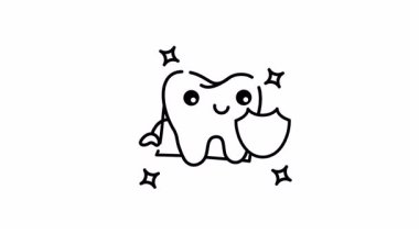 Diş veya medikal logo, ağız bakım ürünleri, diş sağlığı kliniği markalaşması, diş sağlığı promosyonları için yıldız tasarımlı diş sanatı animasyonu.