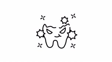 çizgi film çizimleri diş kliniği logoları, diş bakımı web siteleri, çocuk diş eğitimi materyalleri için uygun şeytani gözlü çizgi film animasyonları.