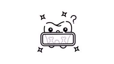 Çizgi çizgisi, soru işareti ve kemikli diş. Eğitim, sınav veya sağlık hizmetleri görselleri için kavramsal ve ilginç diş veya tıbbi tasarım.