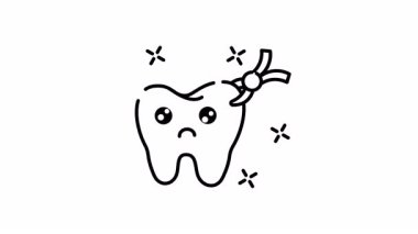 Diş sağlığı ve prosedürleri hakkında dişle ilgili tasarım, poster ve eğitim materyalleri için mavi kıskaçlı hüzünlü diş animasyonu mükemmeldir..