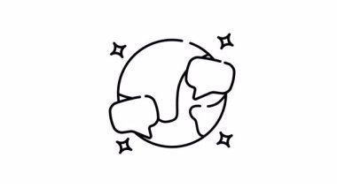 Küresel iletişim, çevre girişimleri, eğitim ve sürdürülebilirlik kampanyaları için mükemmel olan iki sarı konuşma kabarcığı ve yıldızlı çizgi sanat animasyonu.