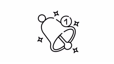 Sarı Çan Çizgi Sanatı Animasyonu, mobil uygulamalar için pembe bildirim, iletişim, teknoloji, mesajlar, uyarılar, uyarılar, kullanıcı arayüzü tasarımı, sosyal medya güncellemeleri.