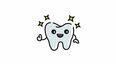 Diş sağlığı ve mutluluk gösteren karakter, diş sağlığı hizmetleri için ideal tasarım ve çocuklar için eğitim materyalleri.