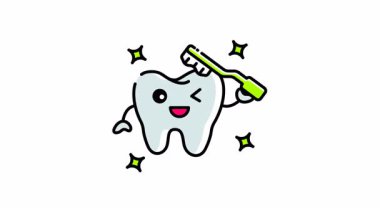 Gülümseyen diş fırçalama diş temizliği kavramları için uygun. Pediatrik dişçilik, oral sağlık, diş ürünleri, çocuk dişçiliği.