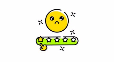 Sad emoji animasyonu ve müşteri geribildirim siteleri, ürün değerlendirmeleri, sosyal medya tasarımı ve hizmet değerlendirmeleri için uygun bir tek yıldız değerlendirmesi.