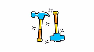 Hammer 'ın ikon animasyonu ve inşaat projeleri için bir balyoz ve DIY ev geliştirme görevleri. Hırdavatçı tanıtımları ve inşaat web sitesi afişleri için elverişli.