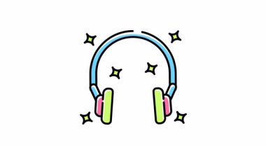 Kalp atışı sembollü renkli kulaklıkların animasyonu, albüm kapakları, posterler ve müzik temalı reklamlar gibi müzikle ilgili tasarımlar için mükemmel..