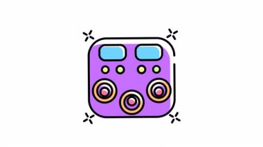 Renkli çizgi film ses karıştırıcı illüstrasyonunun müzikle ilgili tasarımlar, podcastlar ve işitsel içerik oluşturma projeleri için uygun ikon animasyonu.