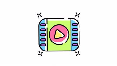 Web ve mobil tasarım projeleri, multimedya uygulamaları ve çevrimiçi eğlence platformları için uygun renkli video oynatıcı simgesinin simgesi.
