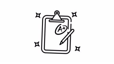 Sınav kâğıdı animasyonu, eğitici stok görüntüleri için ideal bir pano kağıdı gösteriyor.