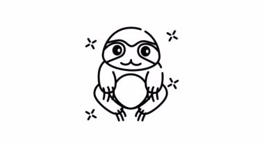 Yıldızlarla çevrili şirin çizgi film tembelliği olan tembel ikon animasyonu. Çocuk animasyonları, sosyal medya paylaşımları ve sevimli tasarımlar için mükemmel..