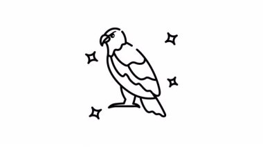 Kartal kuş ikonu kartal etrafında parlayan yıldızlar yüksekte süzülen özgürlüğün görkemli sembolü..