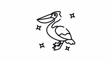 Pelikan kuşunun animasyonu görkemli bir yaratık zarif bir şekilde göz kamaştırıcı bir sahnede parıldıyor..