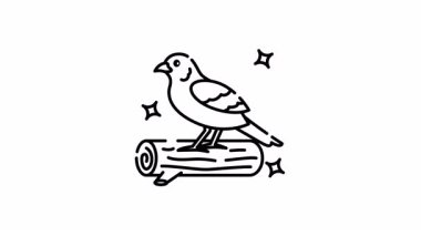 Kanarya çizgi film ikonu hareketi üzerinde yıldızlar olan altın bir kuşu gösteriyor..