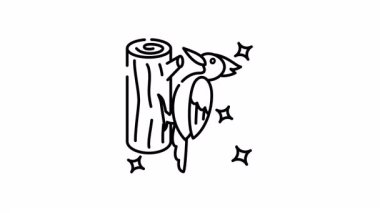 Ağaçkakan ikonu çizgi film hareketi ağaç gövdesindeki ağaçkakanı canlandırır..