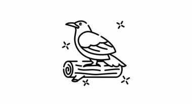 Crow çizgi film hareketleri gösterir, ana hatlı karga üst bir kahverengi logaritmayı canlandırır..