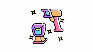 canlı renklere ve yıldızlara sahip barkod tarayıcısının animasyonu, satış teknolojisi için ideal verimlilik ve cazibe gerektiren tasarımlar..