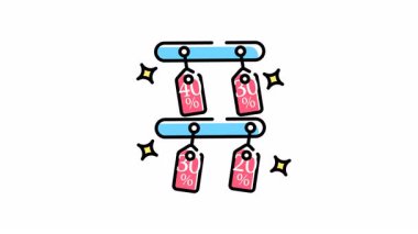 indirimli etiket animasyonu marketin parlak tanıtım tasarımı ve satış etiketlerinin sallanmasıyla tasarruf sunuyor.