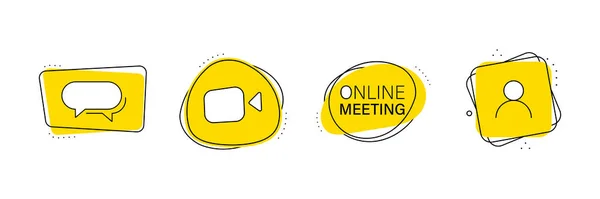 Etikettenset Für Online Treffen Videotelefonie Konzept — Stockvektor