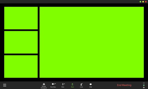 Användargränssnitt För Videokonferens Videosamtal Fönster Överlagring — Stock vektor