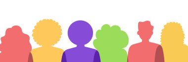 Silhouette profile group of men and women of diverse culture. Diversity multi-ethnic and multiracial people. Concept of racial equality and anti-racism. Multicultural society. clipart