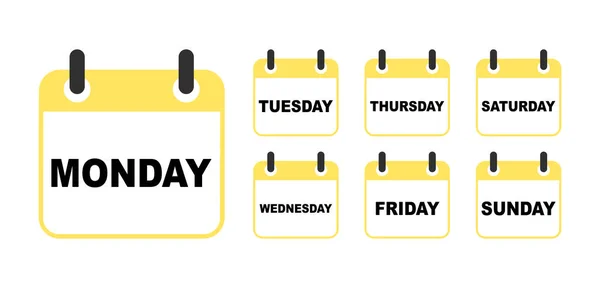 Calendar Set Icon White Background Days Week — Stock Vector