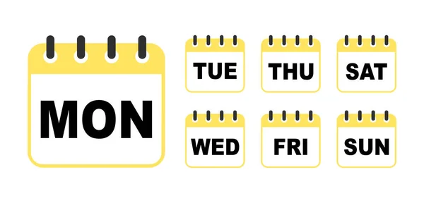 Εικονίδιο Συνόλου Ημερολογίου Λευκό Φόντο Ημέρες Της Εβδομάδας — Διανυσματικό Αρχείο