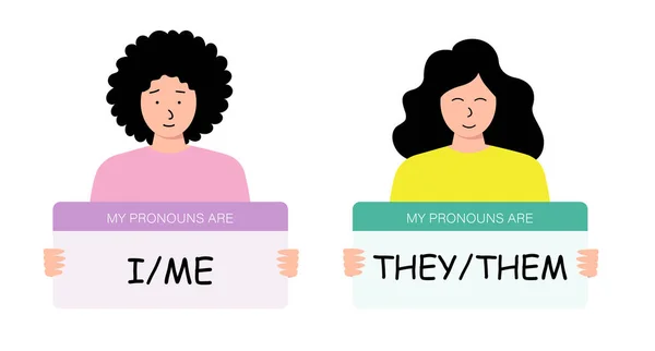 stock vector My pronoun I, Me, They and Them. For English studing.