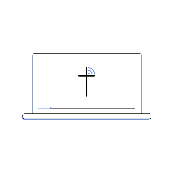 View Broadcast Church Using Your Laptop Online Church Concept — Vetor de Stock
