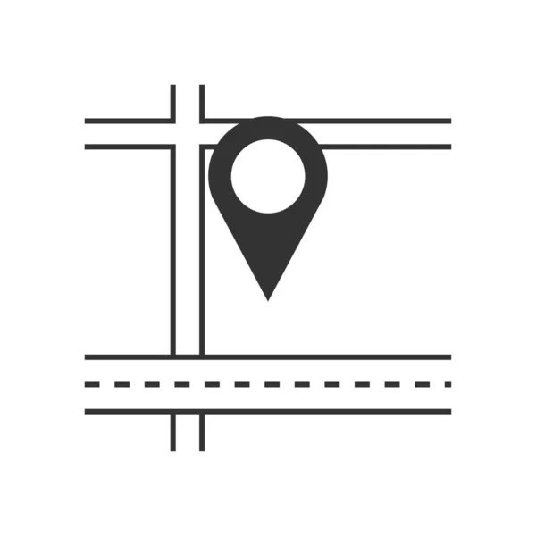 Punta Sull Icona Della Mappa Concetto Carte Online Stile Lineare — Vettoriale Stock