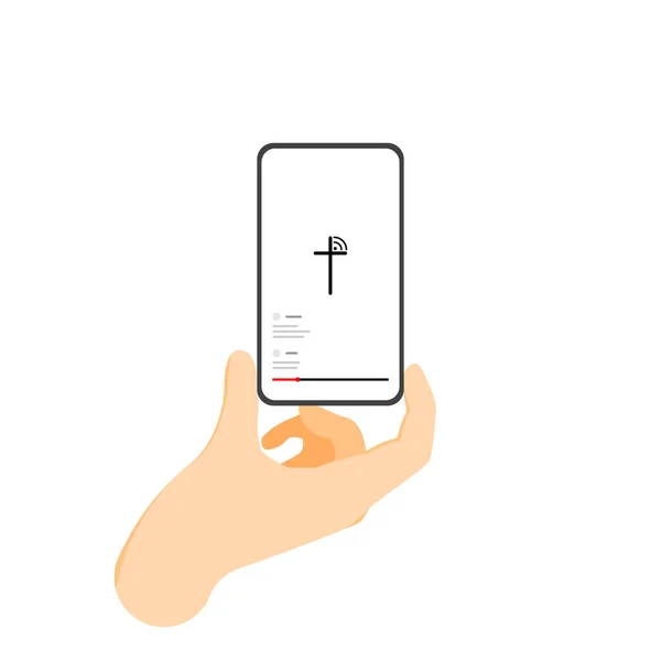 Bekijk Uitzending Vanuit Kerk Met Telefoon Online Kerkconcept — Stockvector