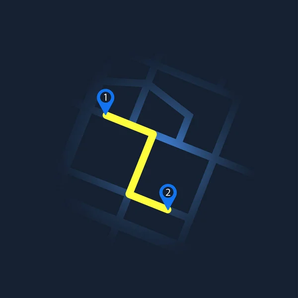 Online City Map Three Points Dark Blue Style — Stockový vektor