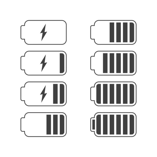 stock vector Battery charge icons set of different levels. Line sign.