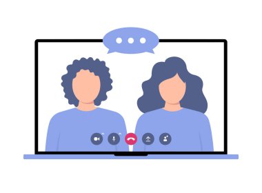 Girls talking on video call. Video call application illustration.