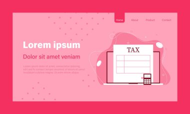 Online Tax payment, Income tax calculation. Banner with red monocolor.