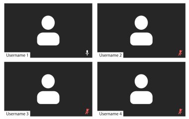 UI UX template for video conferencing and meetings. Four users.