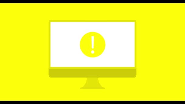 Laptop Mit Warnschild Animation — Stockvideo
