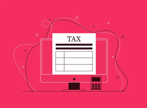 Online Tax Payment Income Tax Calculation Modern Banner Red Monocolor — Archivo Imágenes Vectoriales