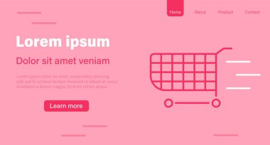 Alışveriş arabalı bir pankart. E-ticaret, iş ve alışveriş kavramı.